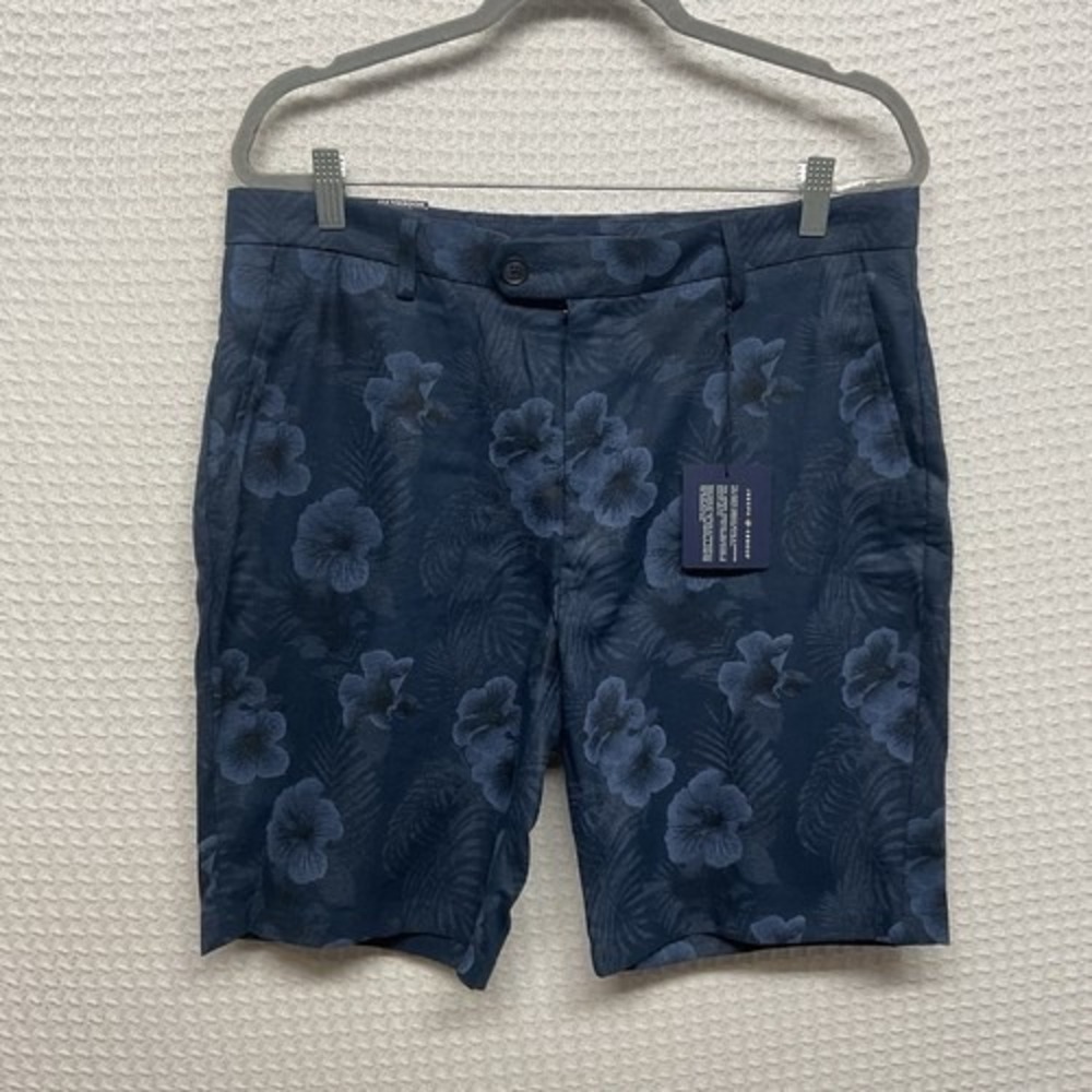 NWT Joseph Abboud Modern Fit Blue Floral Beach Chino Shorts Men 34 Vietnam